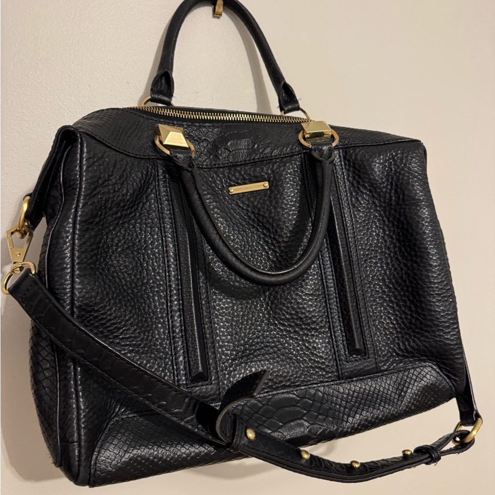 Rebecca Minkoff Black Satchel with Gold Accents